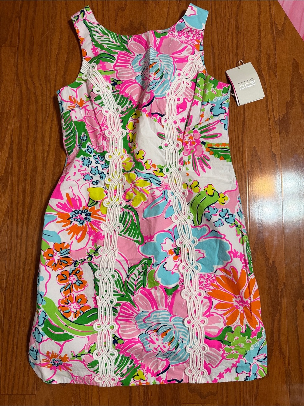 Floral Lace-Trim Pink Multicolor Sundress
